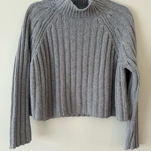 American Eagle Outfitters Sweater Gray Ribbed Cropped